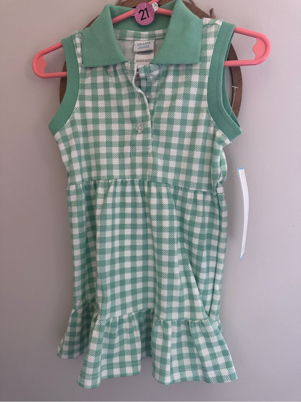 Draper James Mint Green & White Gingham Polo Dress